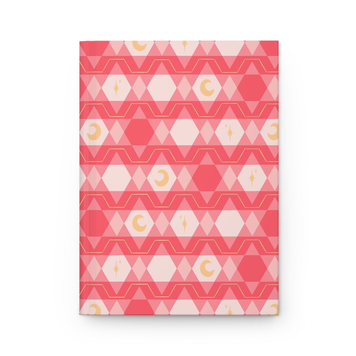 Pink Retro Celestial Hardcover Journal | Geometric Moon & Star Notebook