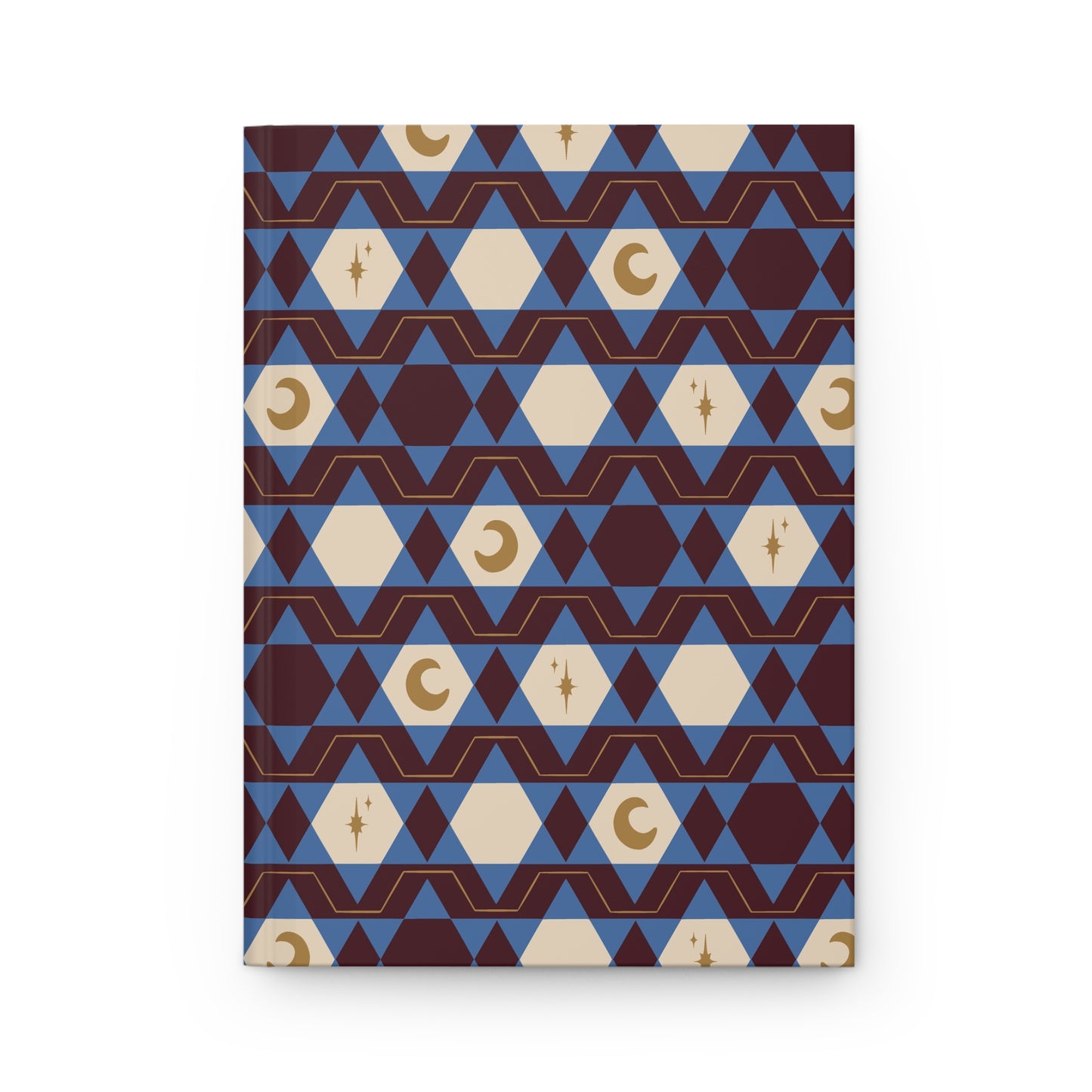 Burgundy & Blue Celestial Hardcover Journal | Retro Geometric Notebook