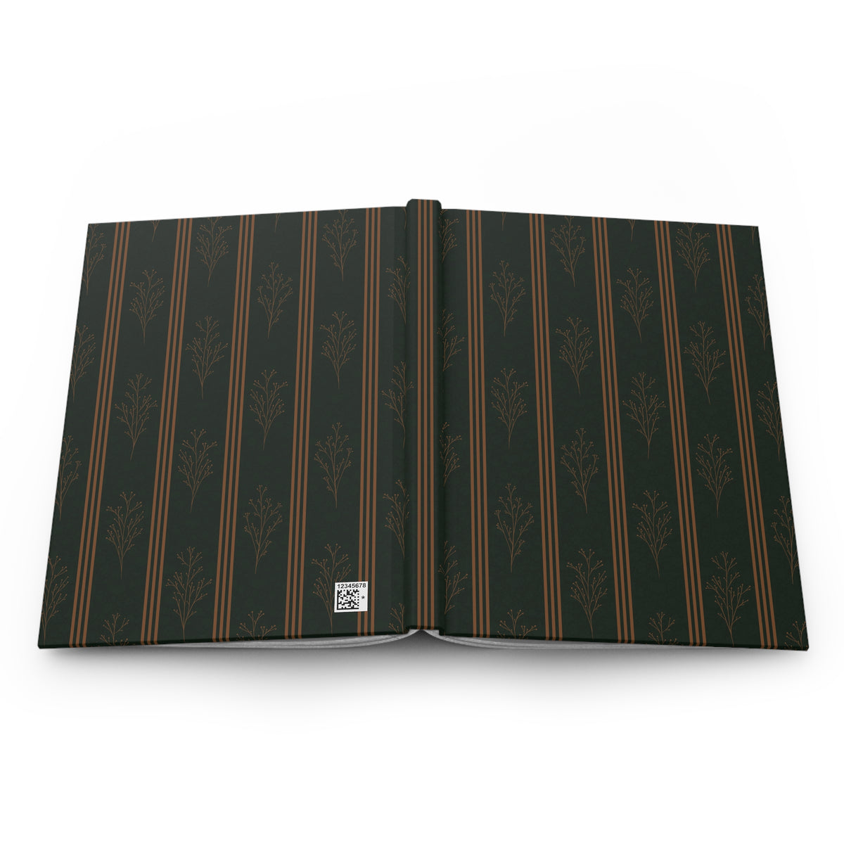 Green & Gold Botanical Striped Hardcover Journal | Vintage Lined Notebook