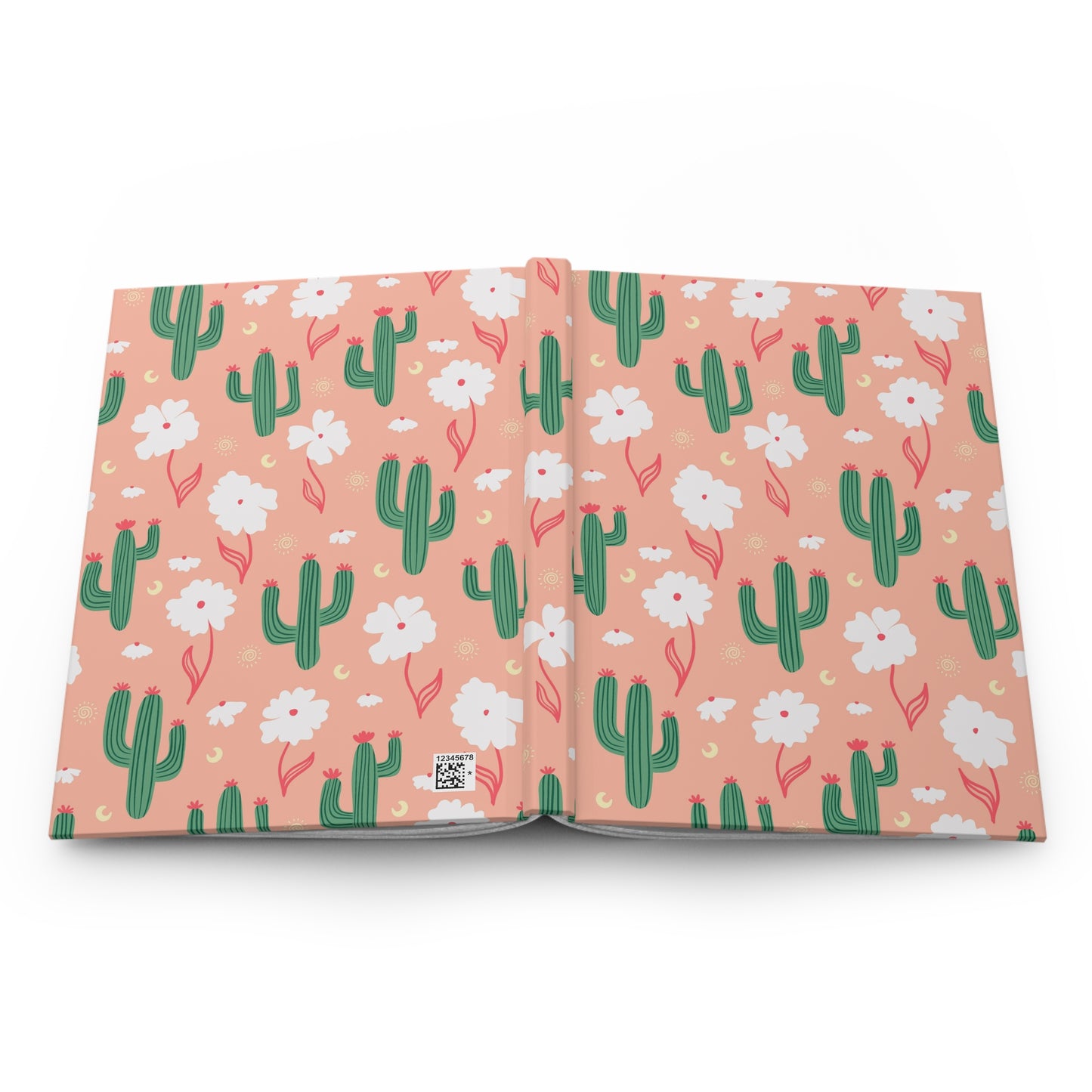 Peach Cactus & Wildflower Hardcover Journal | Desert Floral Lined Notebook