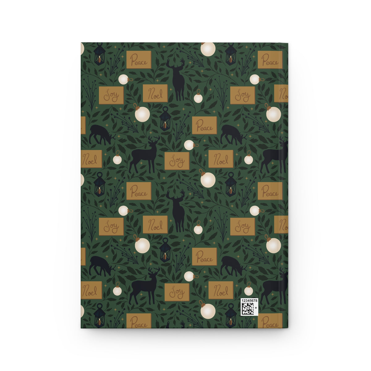 Green Woodland Deer Hardcover Journal | Vintage Christmas Lined Notebook