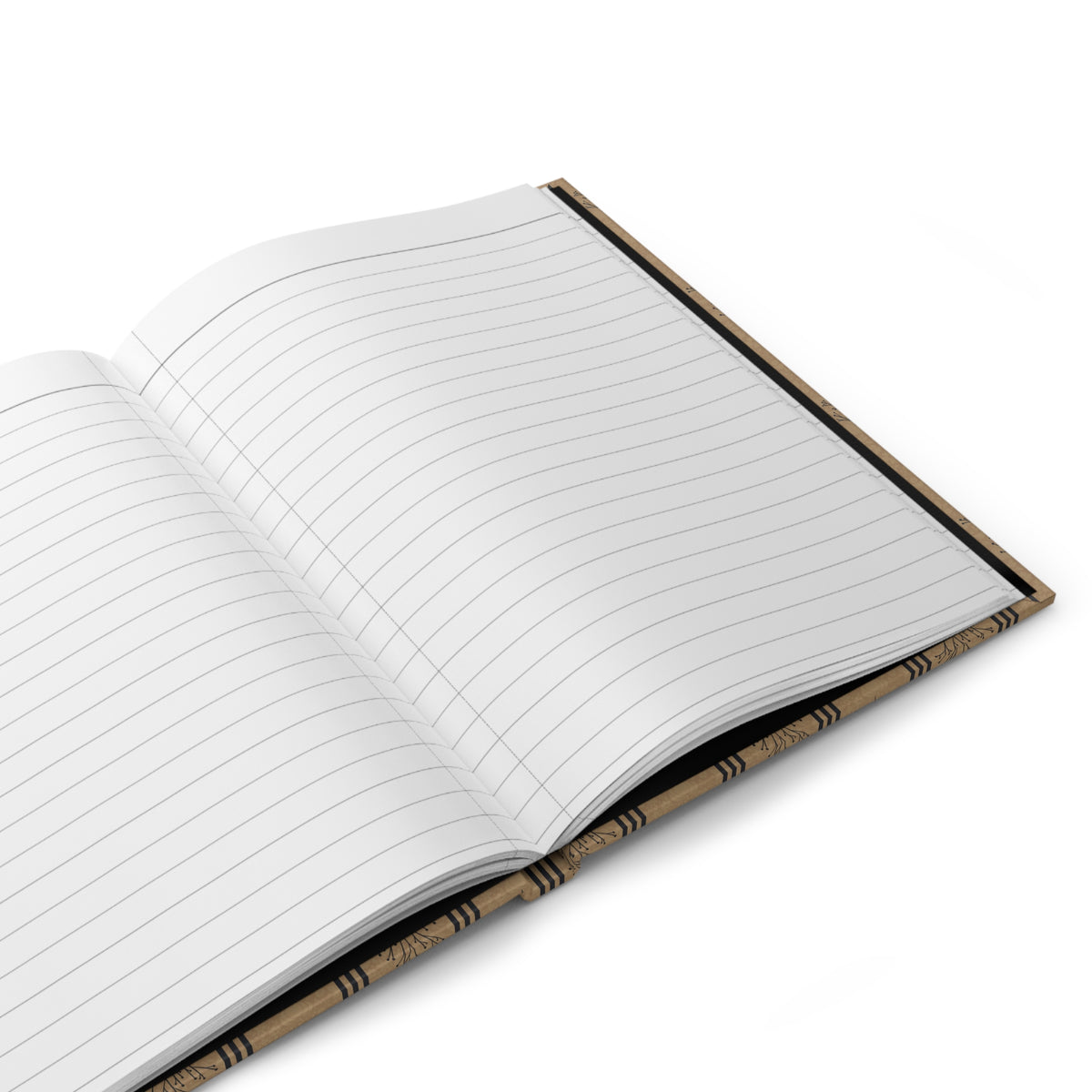 Black & Tan Botanical Striped Hardcover Journal | Vintage Lined Notebook