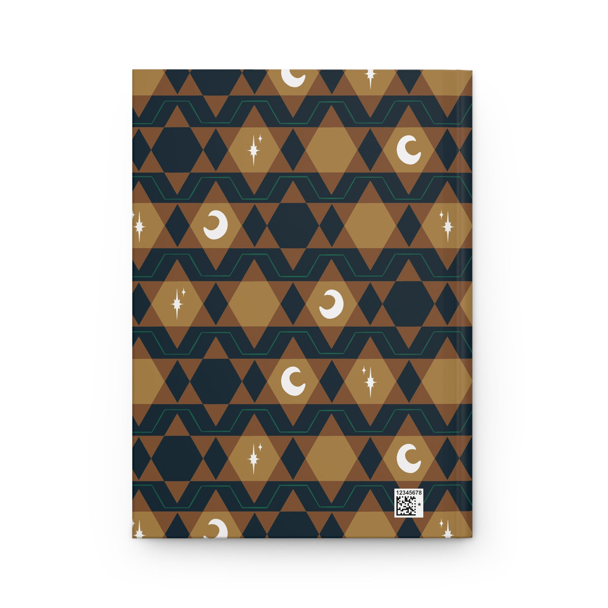 Earthy Retro Celestial Hardcover Journal | Geometric Moon & Star Notebook