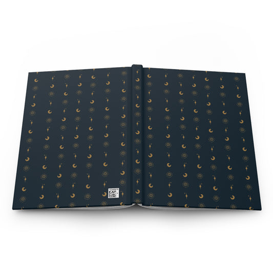 Midnight Blue Celestial Hardcover Journal | Gold Sun Moon & Star Notebook