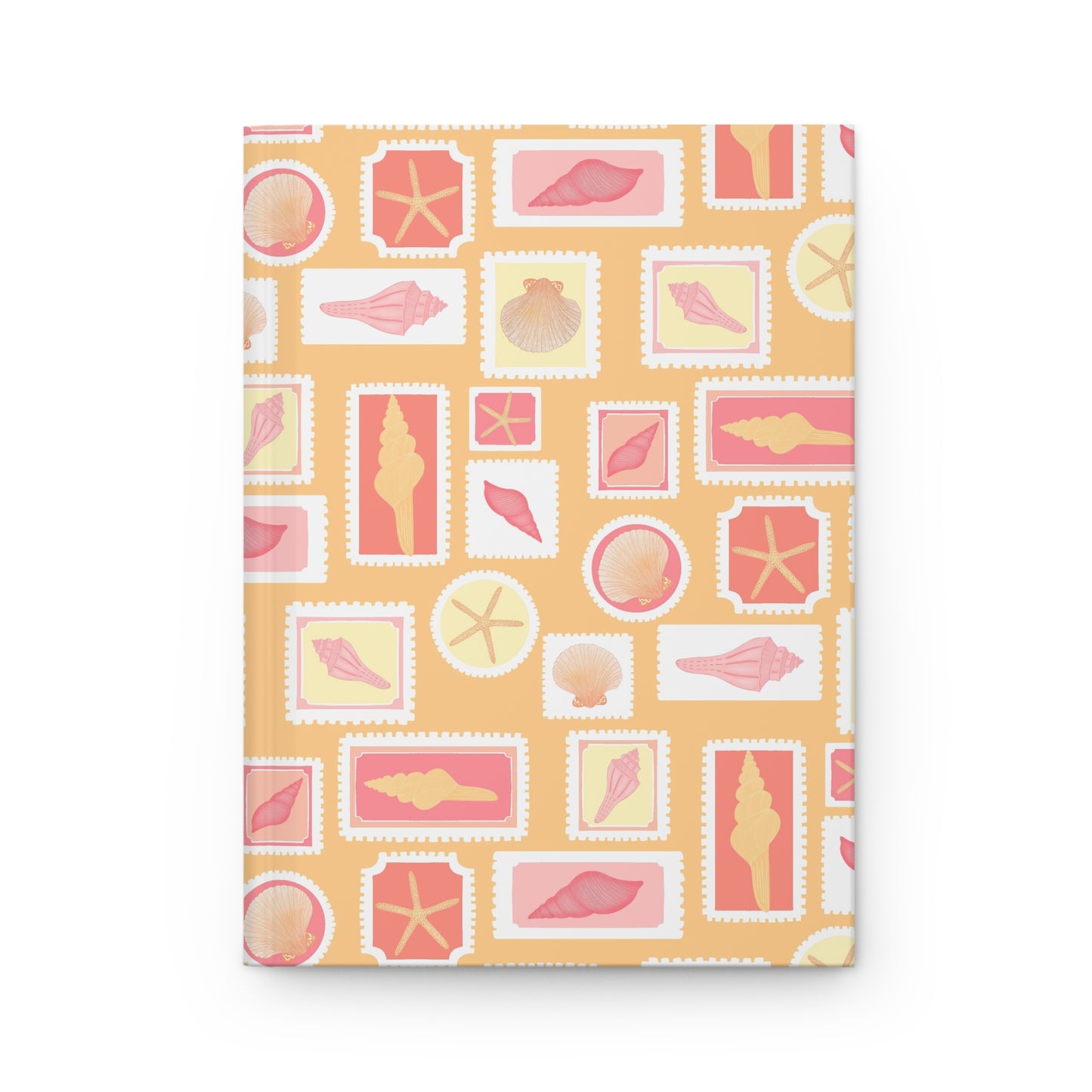 Vintage Coastal Seashell Journal | Orange Beach Aesthetic Notebook | Retro Ocean Postage Stamp Diary | Summer Sunset Shell Journal | Cute Coastal Gift