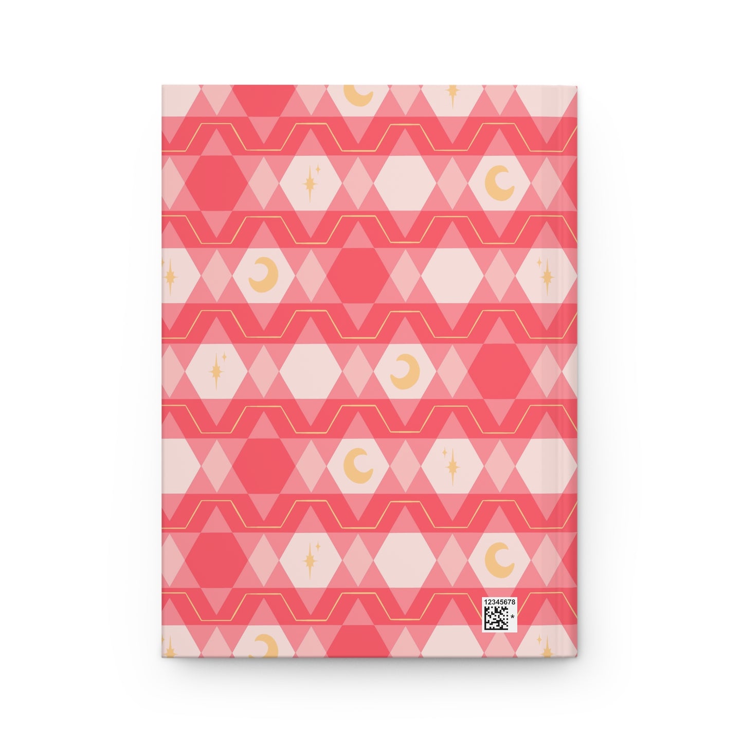 Pink Retro Celestial Hardcover Journal | Geometric Moon & Star Notebook