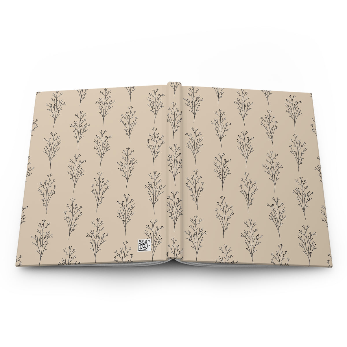 Cream & Black Botanical Hardcover Journal | Minimalist Lined Notebook