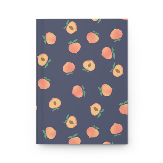 Evening Peach Journal | Purple Peach Hardcover Notebook | Cottagecore Writing Journal | Botanical Peach Diary | Scattered Peach Notebook