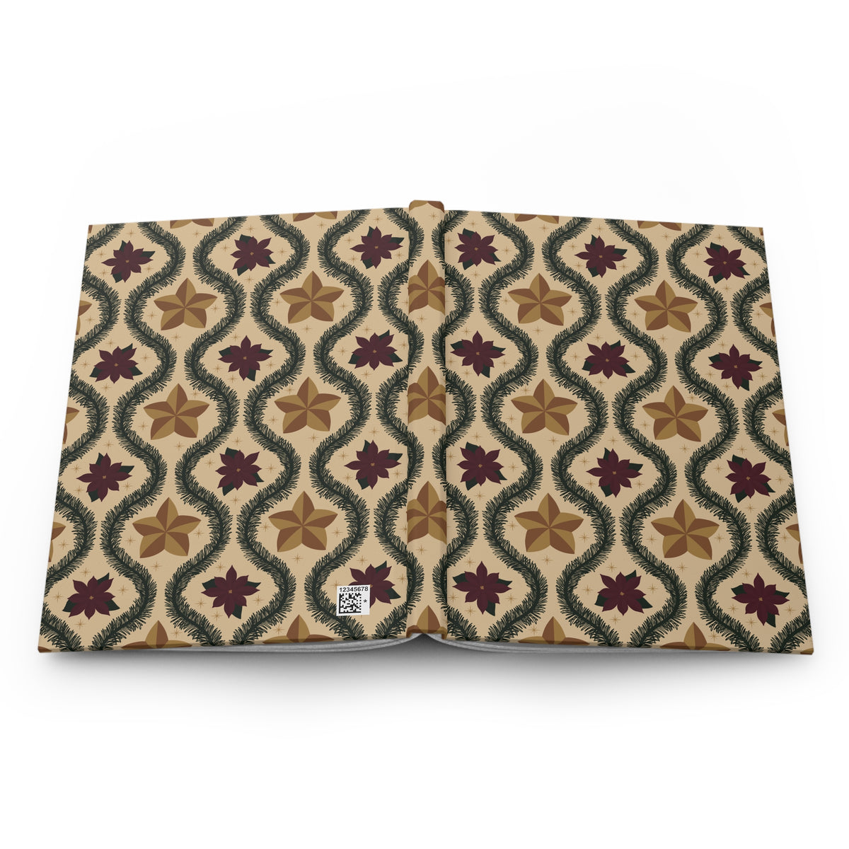 Cream Vintage Poinsettia Hardcover Journal | Christmas Lined Notebook
