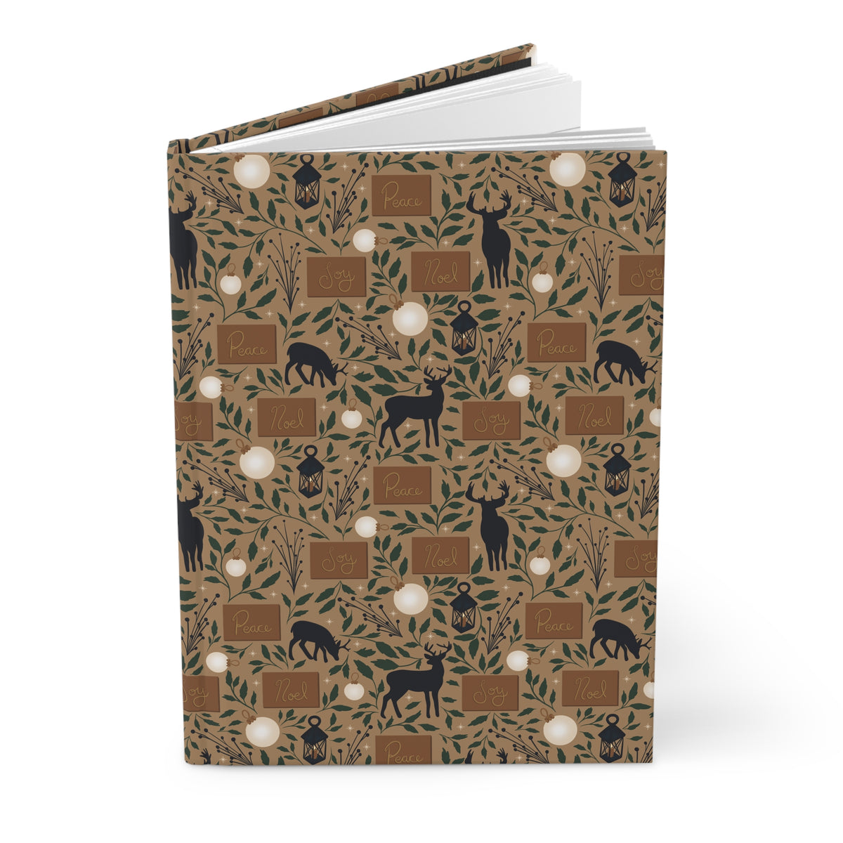 Tan Woodland Deer Hardcover Journal | Vintage Christmas Lined Notebook