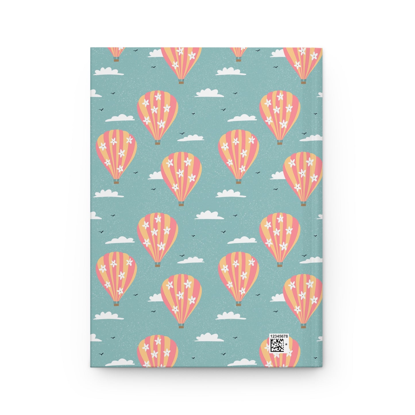Blooming Skies Journal – Teal Hot Air Balloon Notebook | Coastal Dream Aesthetic Journal | Whimsical Floral Sky Writing Notebook