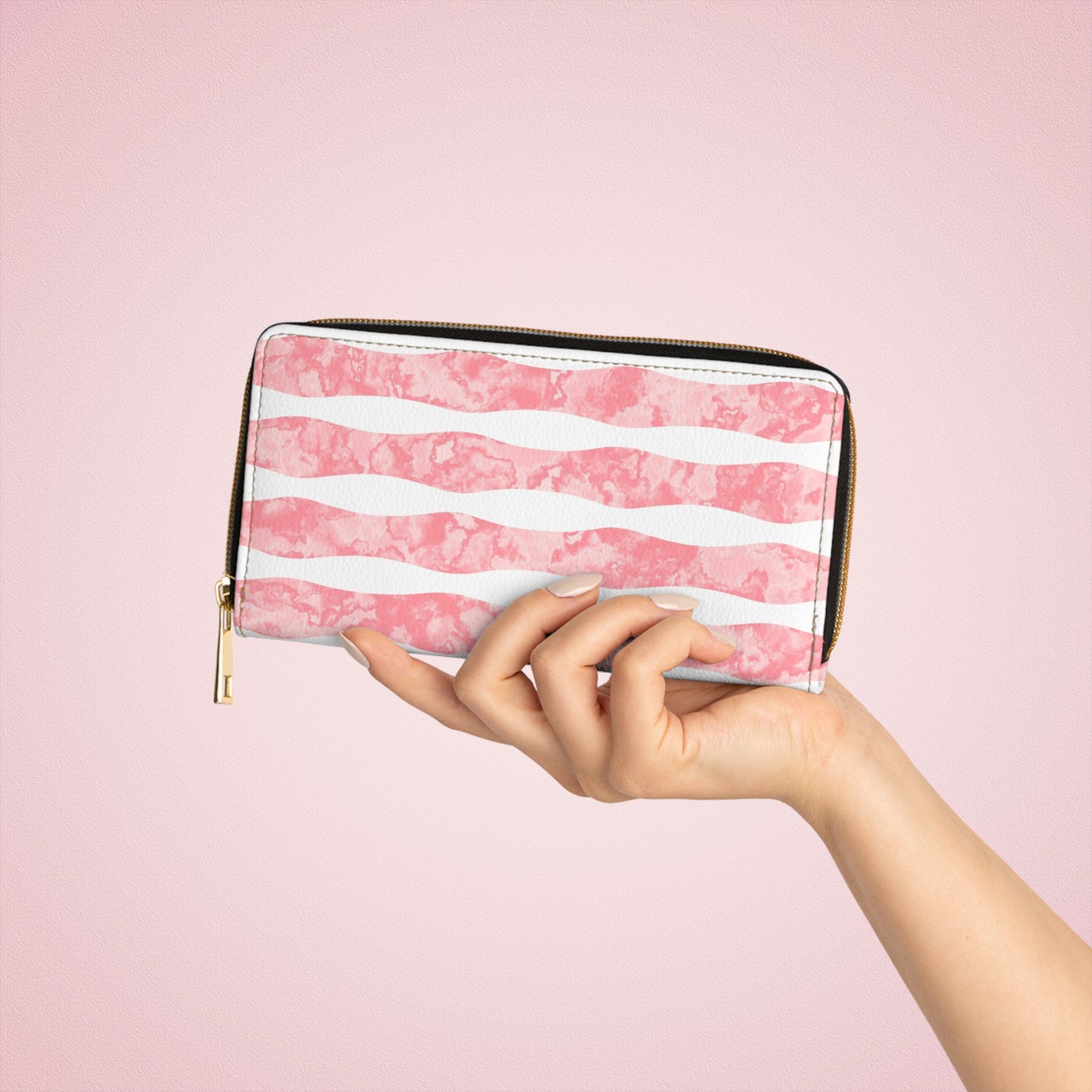 Drift & Daydream: Blush Drift Lines Zipper Wallet