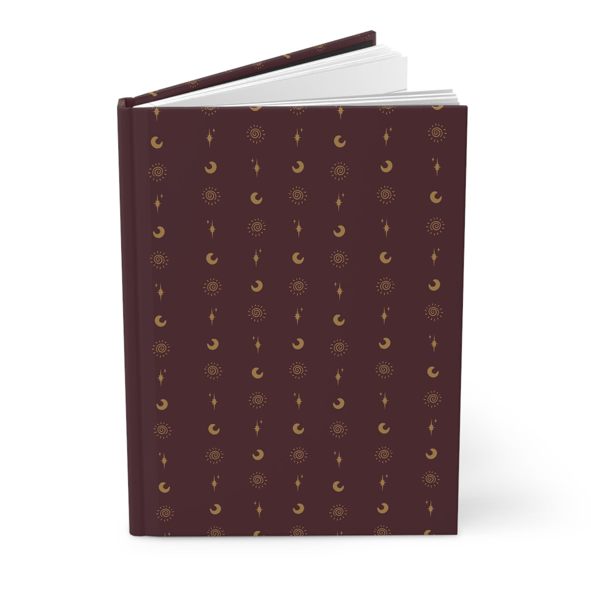 Burgundy & Gold Celestial Hardcover Journal | Sun Moon & Star Notebook