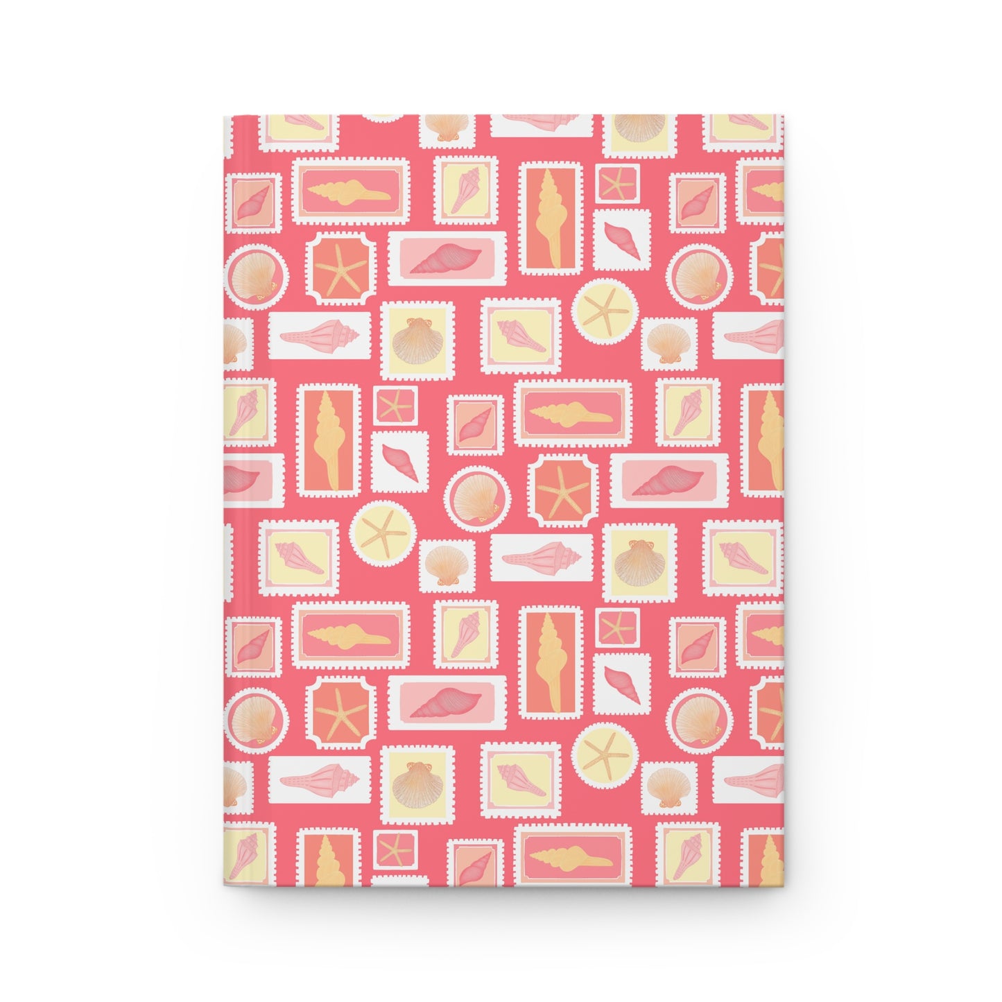 Vintage Coastal Seashell Journal | Beach Postage Stamp Notebook | Retro Ocean Aesthetic Diary | Pink Summer Shell Notebook | Cute Coastal Gift for Her