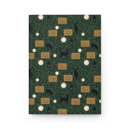 Green Woodland Deer Hardcover Journal | Vintage Christmas Lined Notebook