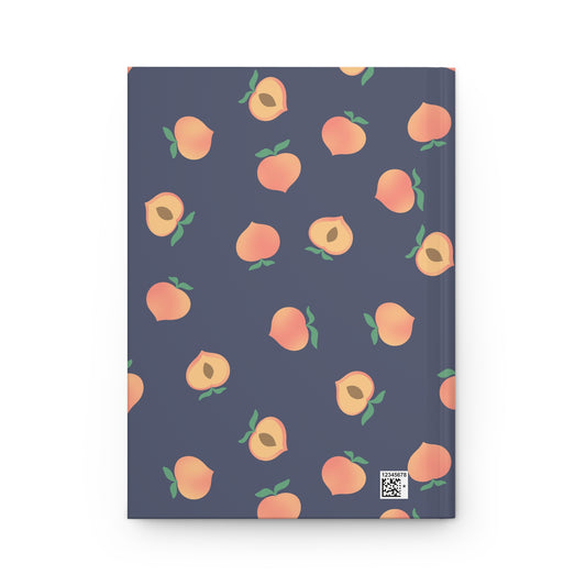 Evening Peach Journal | Purple Peach Hardcover Notebook | Cottagecore Writing Journal | Botanical Peach Diary | Scattered Peach Notebook