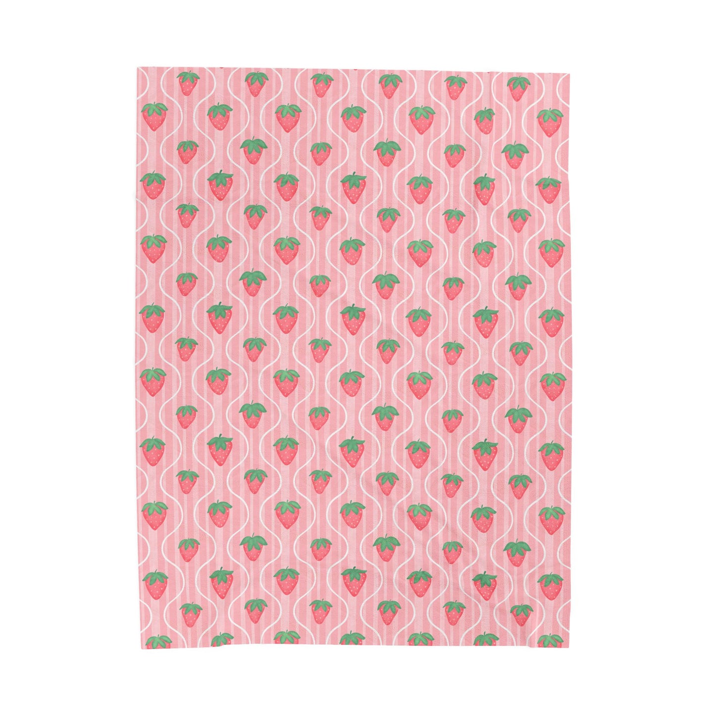 Sweet Strawberry Picnic Blanket – Cozy Pink Strawberry Pattern Throw | Cottagecore Summer Aesthetic Blanket | Soft Strawberry Home Decor