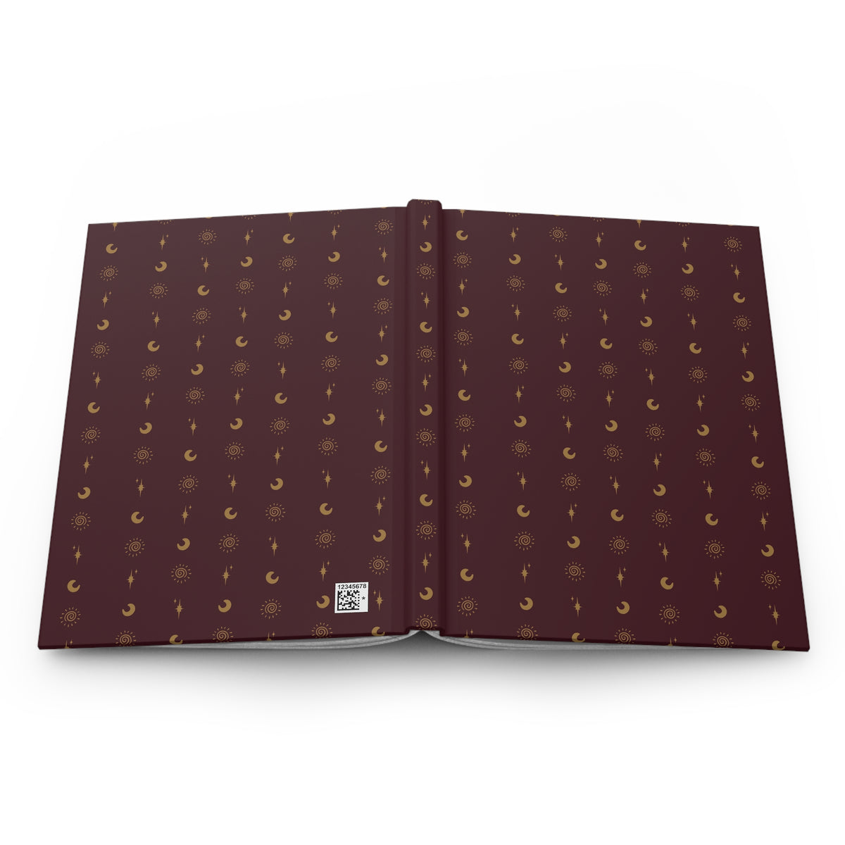 Burgundy & Gold Celestial Hardcover Journal | Sun Moon & Star Notebook