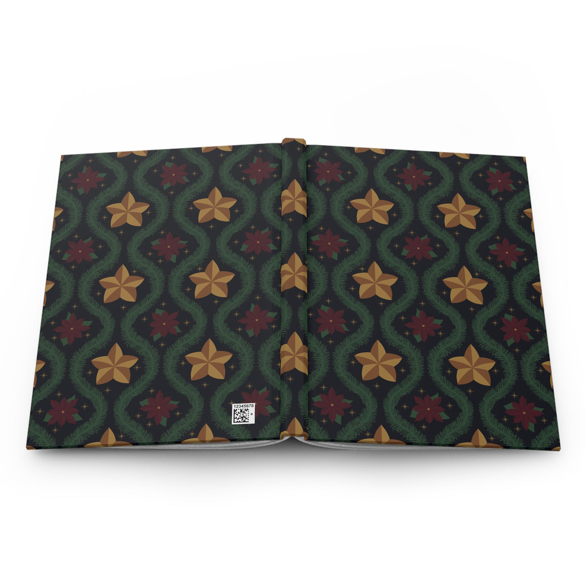 Blue Vintage Poinsettia Hardcover Journal | Christmas Lined Notebook
