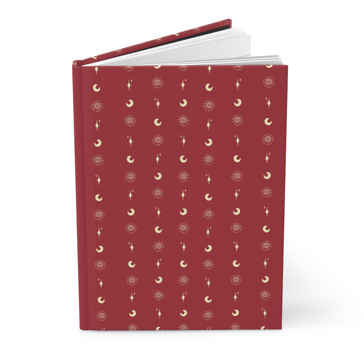 Crimson Celestial Hardcover Journal | Sun Moon & Star Lined Notebook