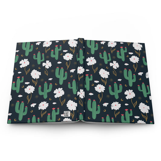 Midnight Cactus & Wildflower Hardcover Journal | Desert Floral Notebook