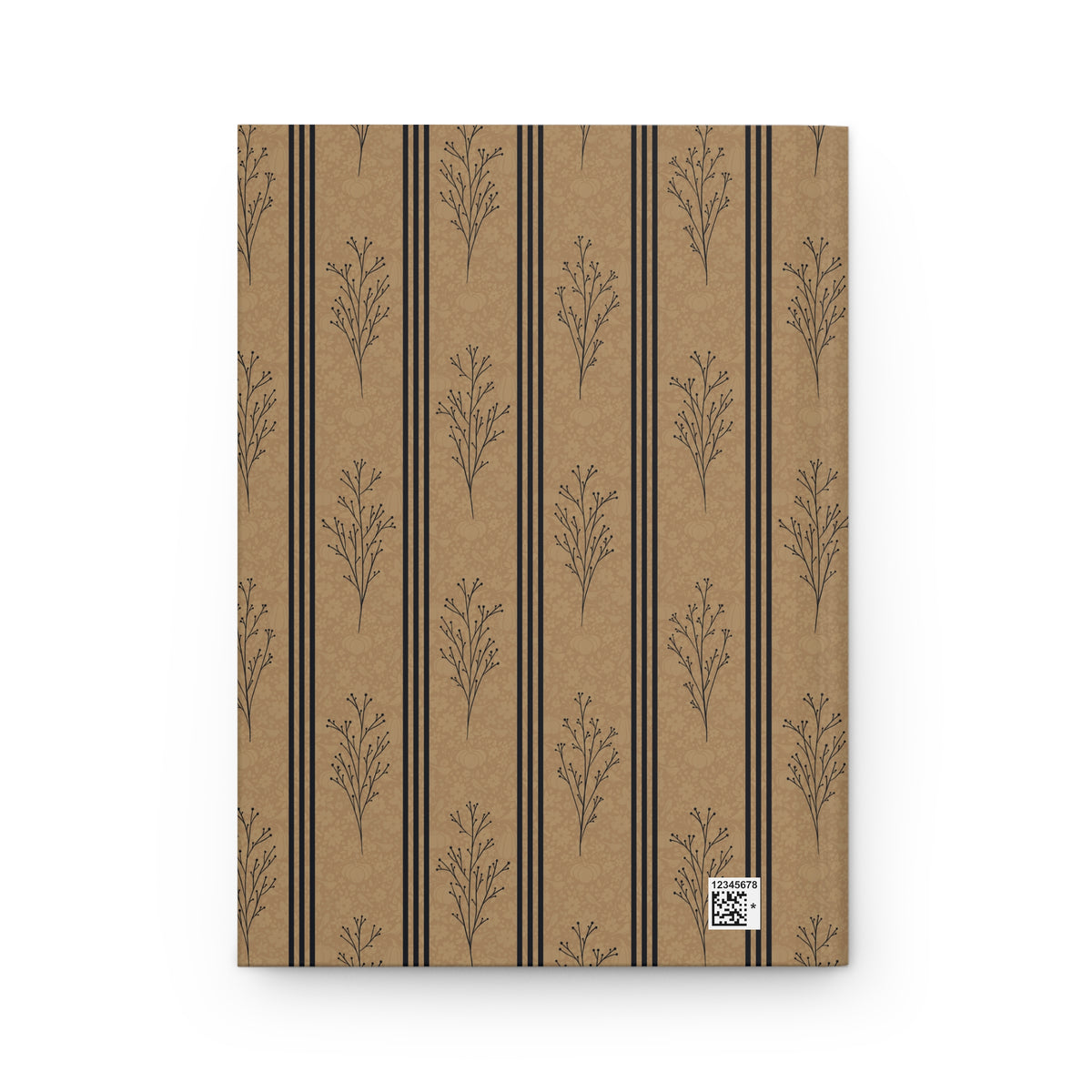 Black & Tan Botanical Striped Hardcover Journal | Vintage Lined Notebook