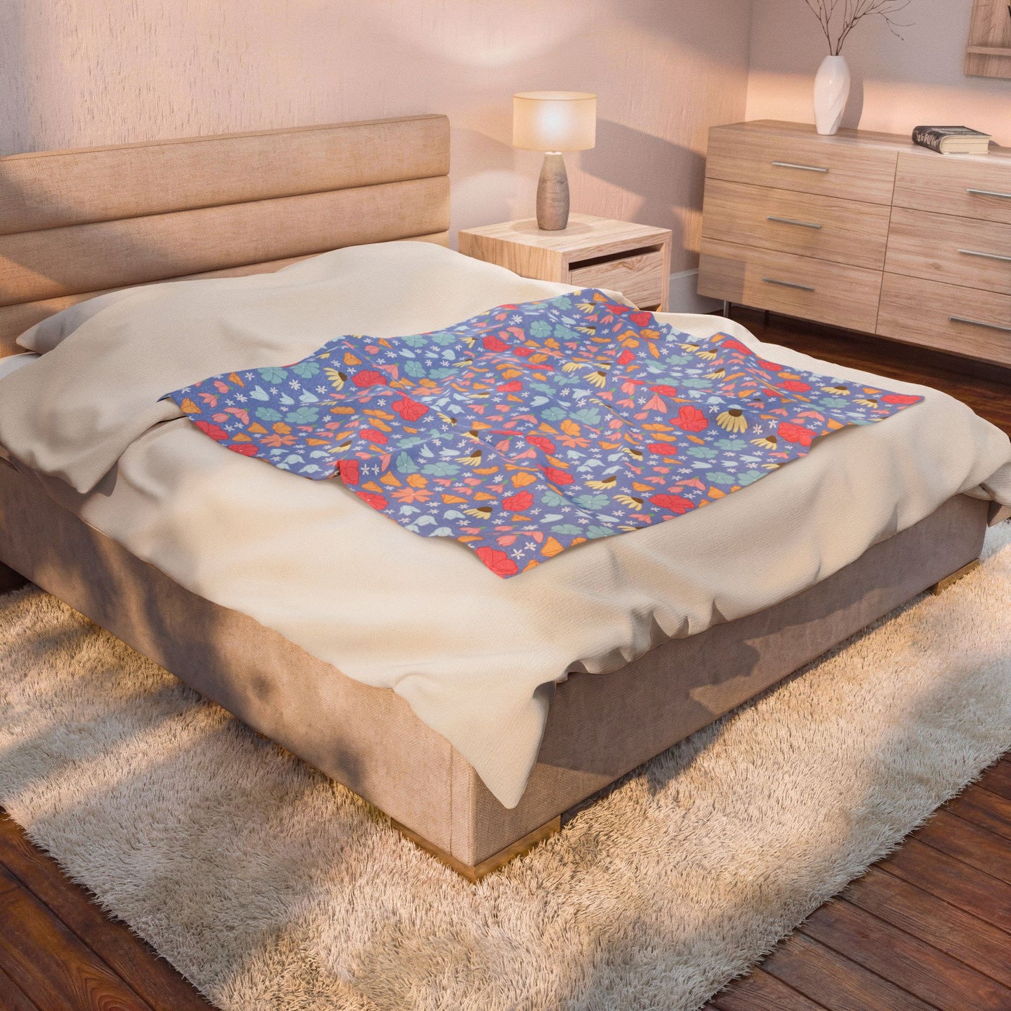 Spring Meadow Floral Throw Blanket – Cottagecore Wildflower Pastel Botanical Cozy Home Decor