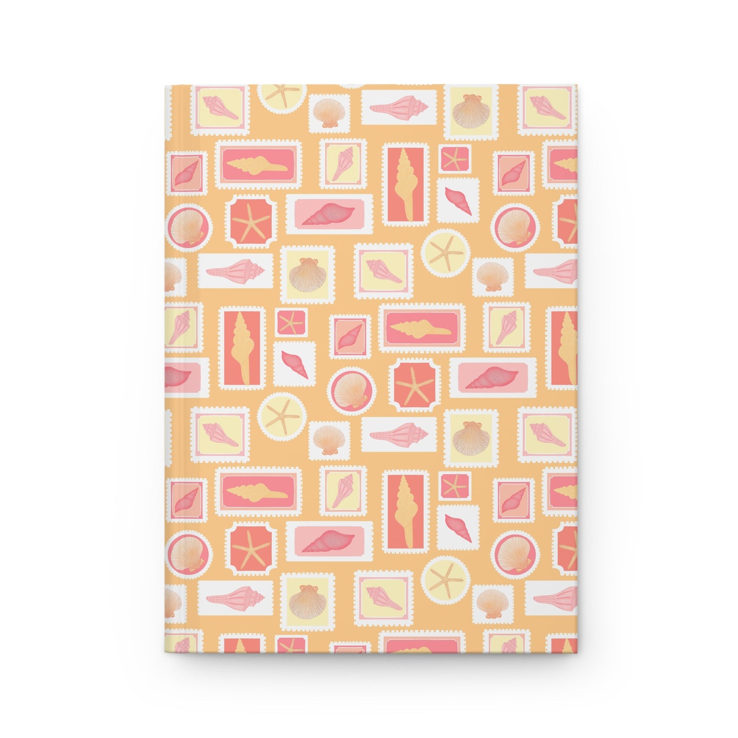 Vintage Coastal Seashell Journal | Orange Beach Aesthetic Notebook | Retro Ocean Postage Stamp Diary | Summer Sunset Shell Journal | Cute Coastal Gift