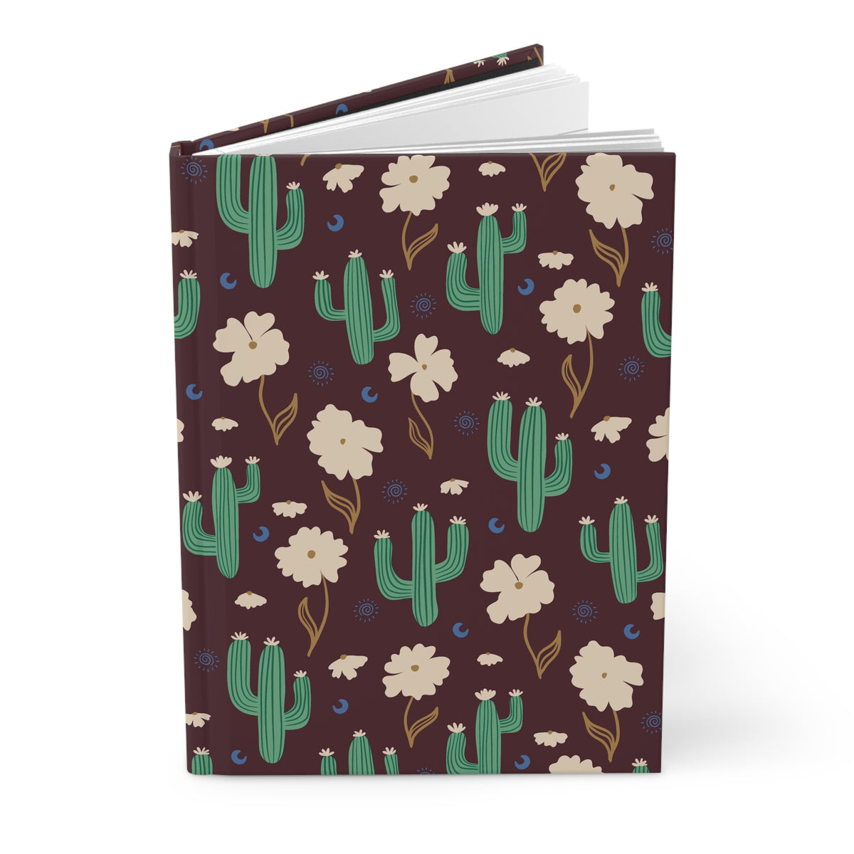 Cactus & Wildflower Hardcover Journal | Burgundy Desert Floral Notebook