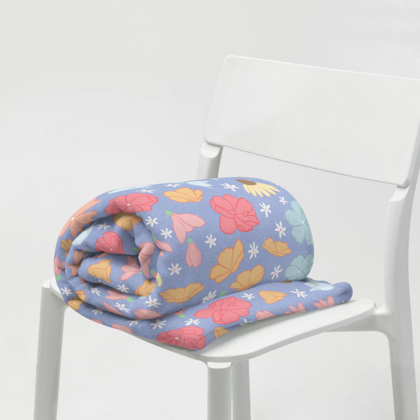 Spring Meadow Floral Throw Blanket – Cottagecore Wildflower Pastel Botanical Cozy Home Decor