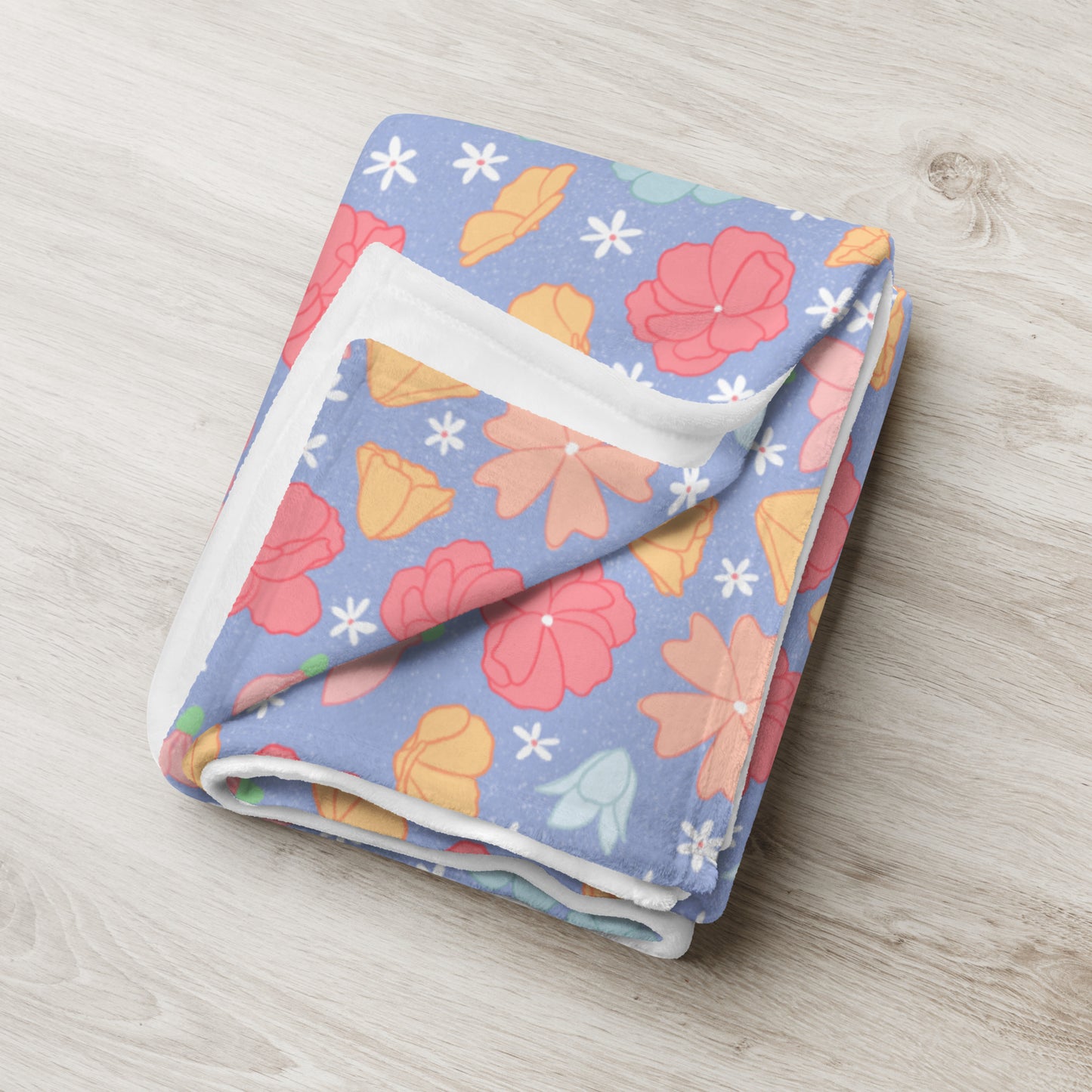 Spring Meadow Floral Throw Blanket – Cottagecore Wildflower Pastel Botanical Cozy Home Decor