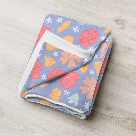 Spring Meadow Floral Throw Blanket – Cottagecore Wildflower Pastel Botanical Cozy Home Decor