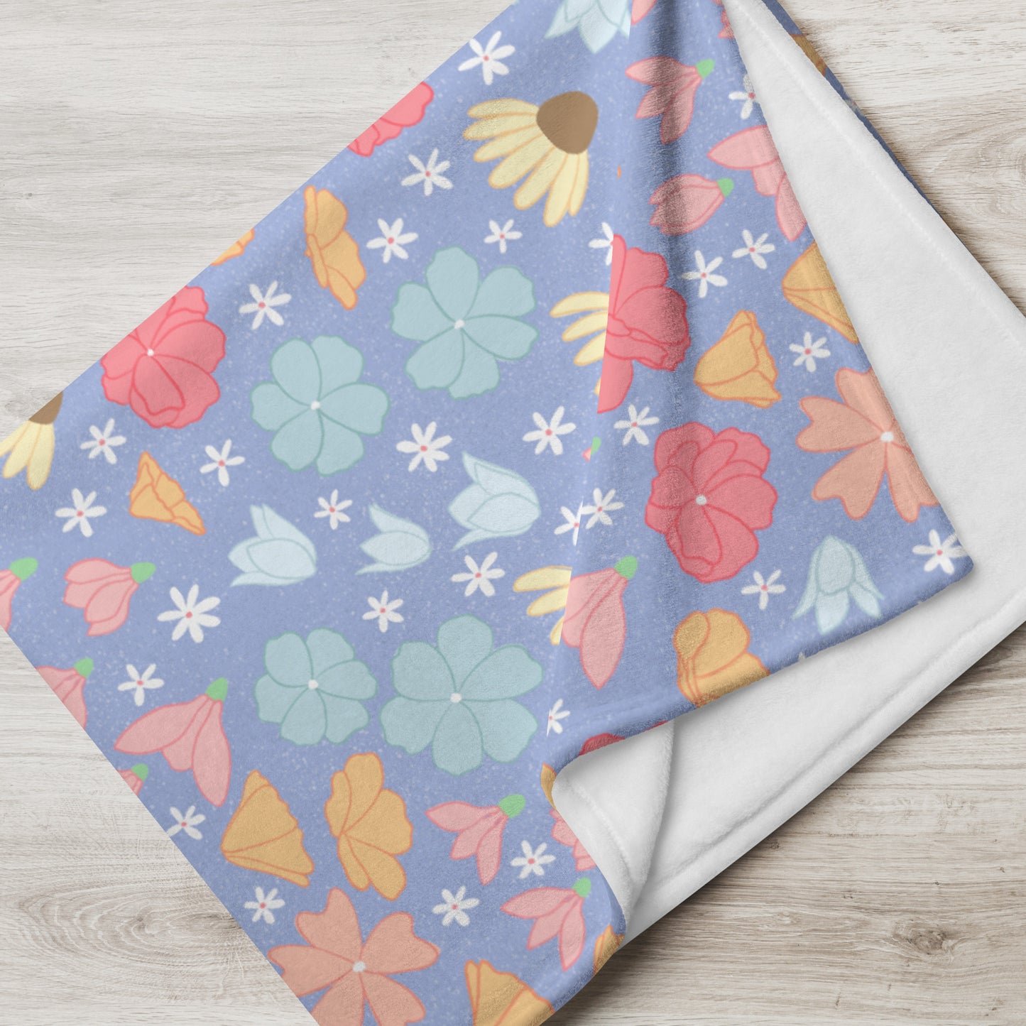 Spring Meadow Floral Throw Blanket – Cottagecore Wildflower Pastel Botanical Cozy Home Decor