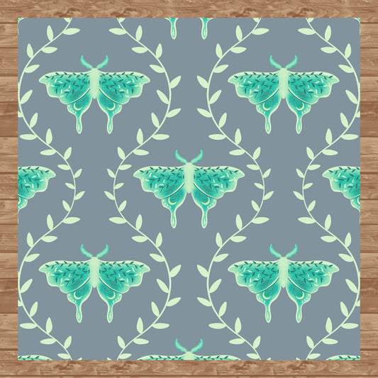 Whimsical Moth Seamless Pattern Digital File Grey – Dreamy 12x12” PNG, 300 DPI, Commercial Use