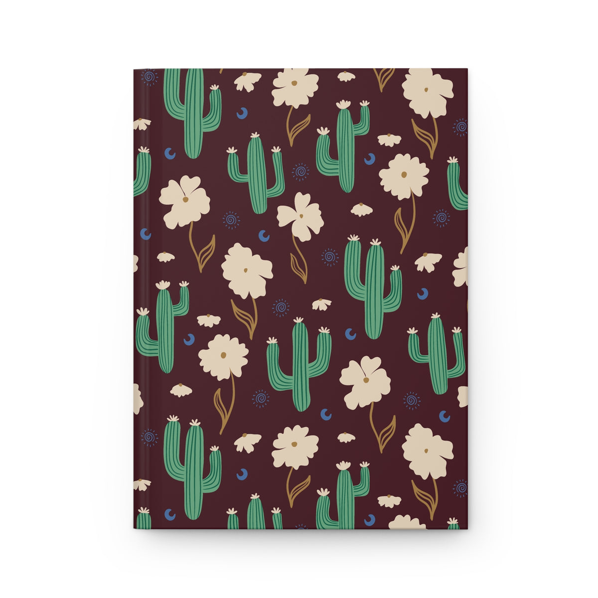 Cactus & Wildflower Hardcover Journal | Burgundy Desert Floral Notebook