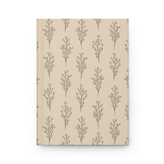 Cream & Black Botanical Hardcover Journal | Minimalist Lined Notebook