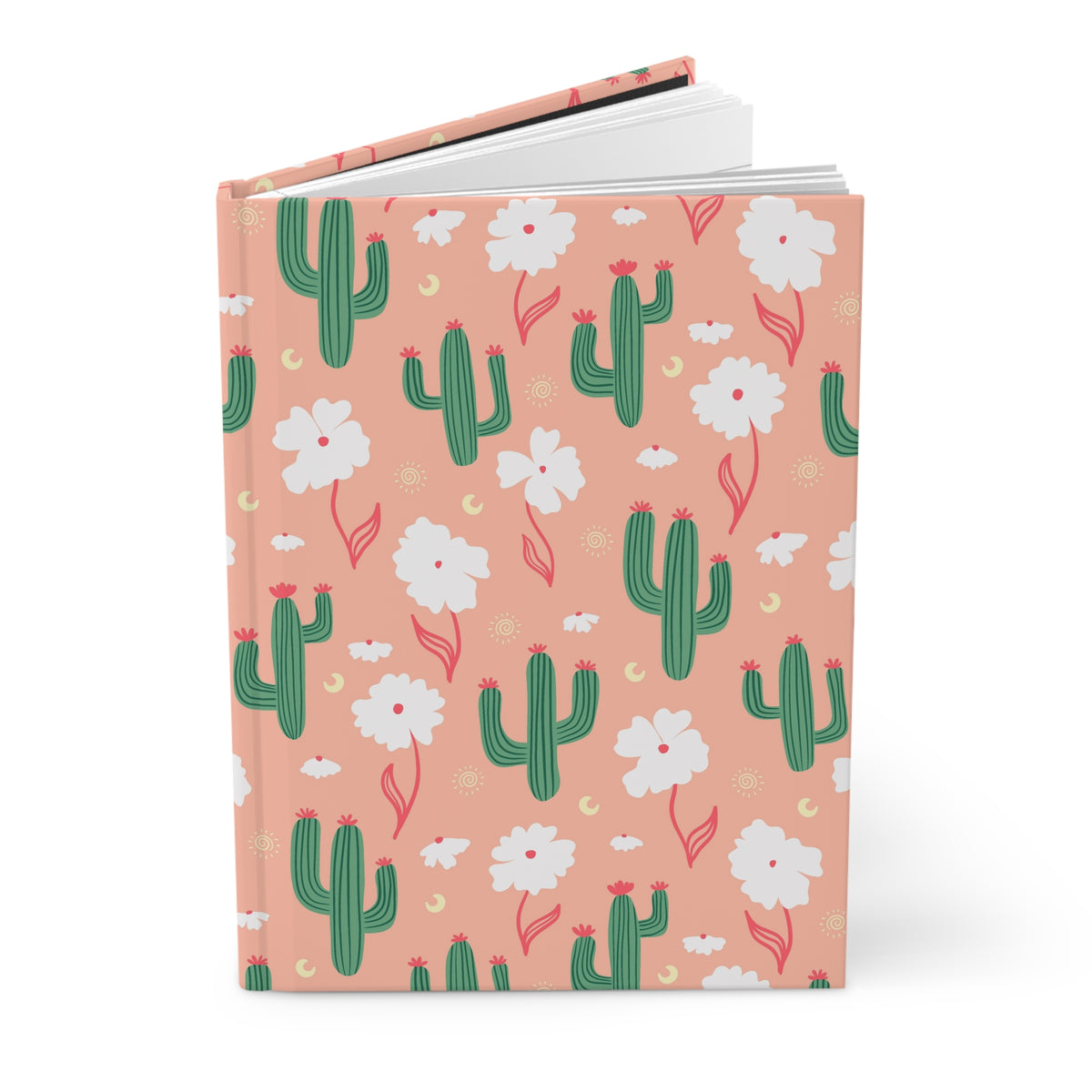 Peach Cactus & Wildflower Hardcover Journal | Desert Floral Lined Notebook