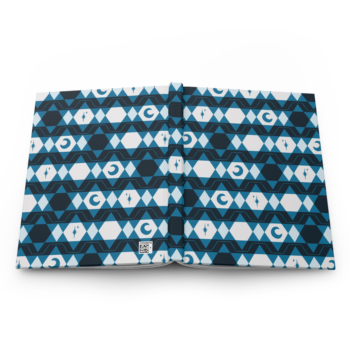 Blue Retro Celestial Hardcover Journal | Geometric Moon & Star Notebook