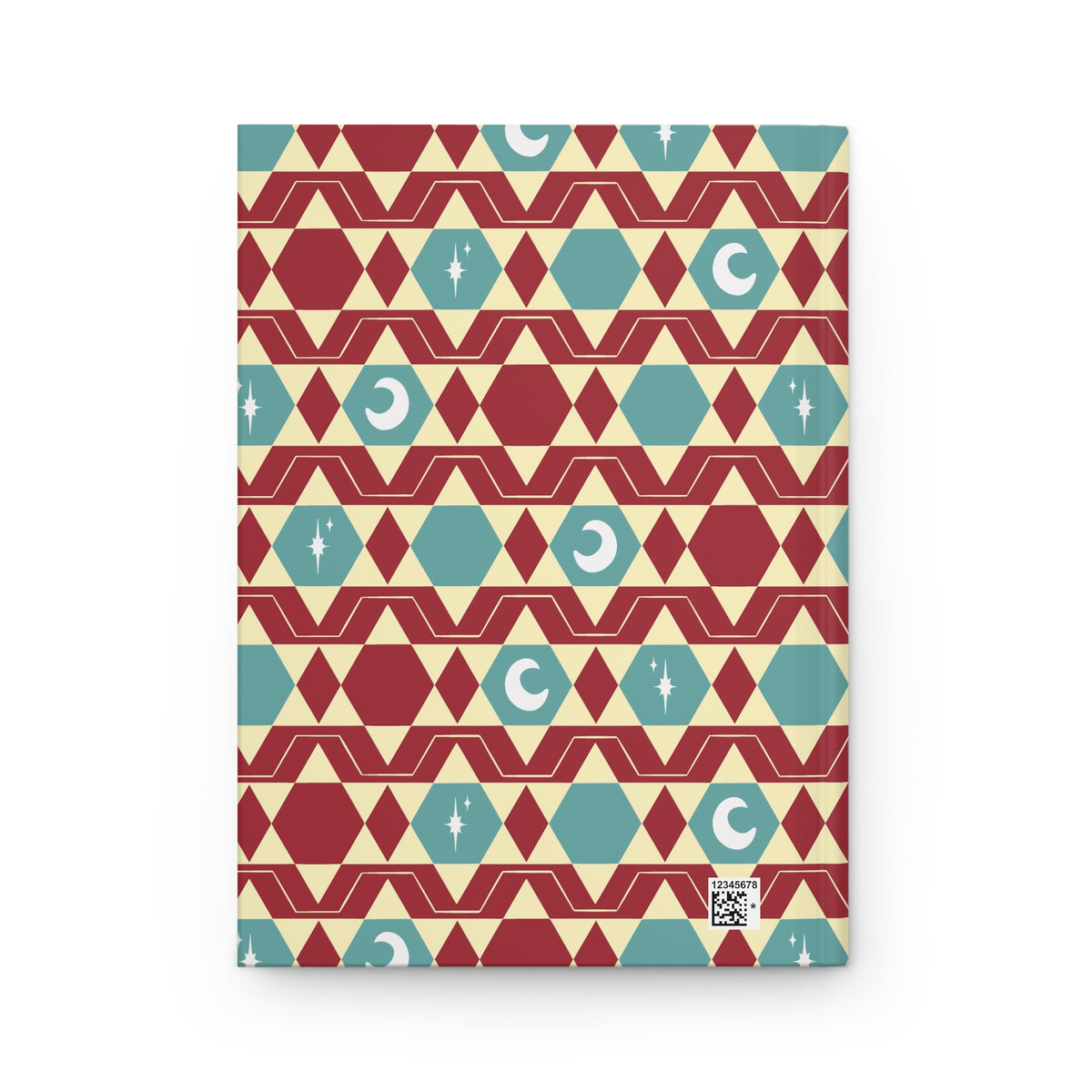 Retro Red & Teal Celestial Hardcover Journal | Geometric Moon Notebook