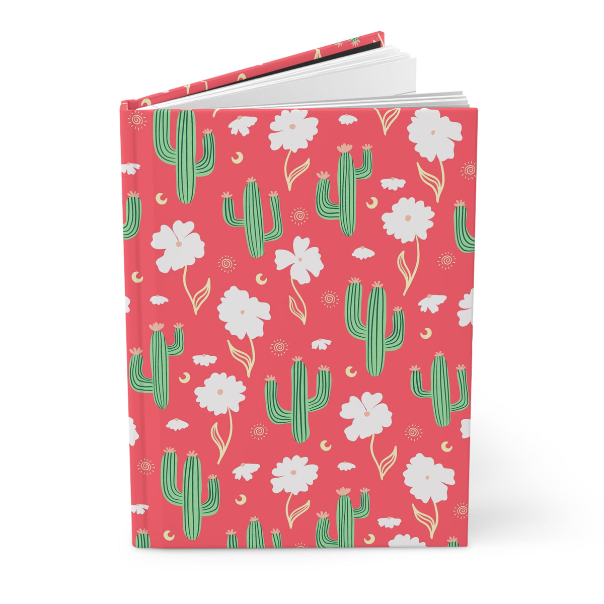 Coral Cactus & Wildflower Hardcover Journal | Desert Floral Lined Notebook