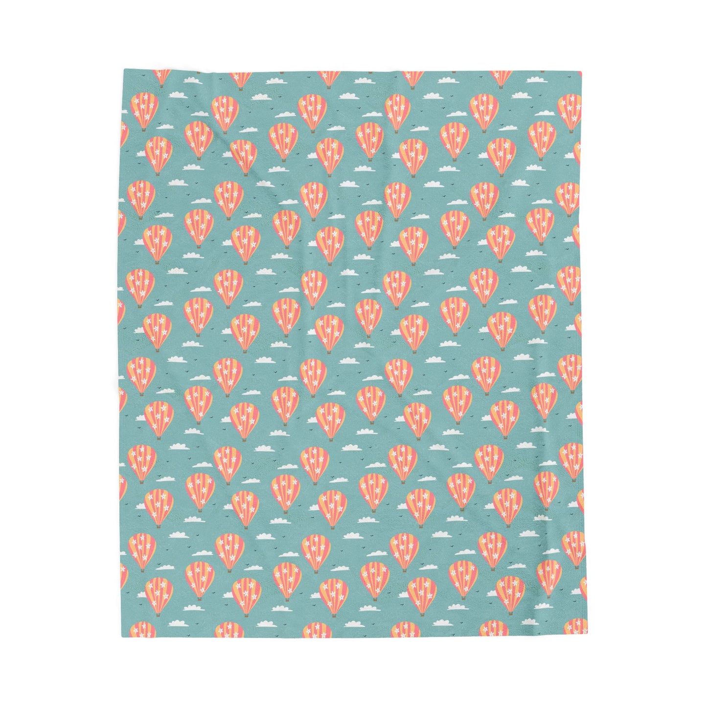 Blooming Skies Blanket – Teal Hot Air Balloon Throw