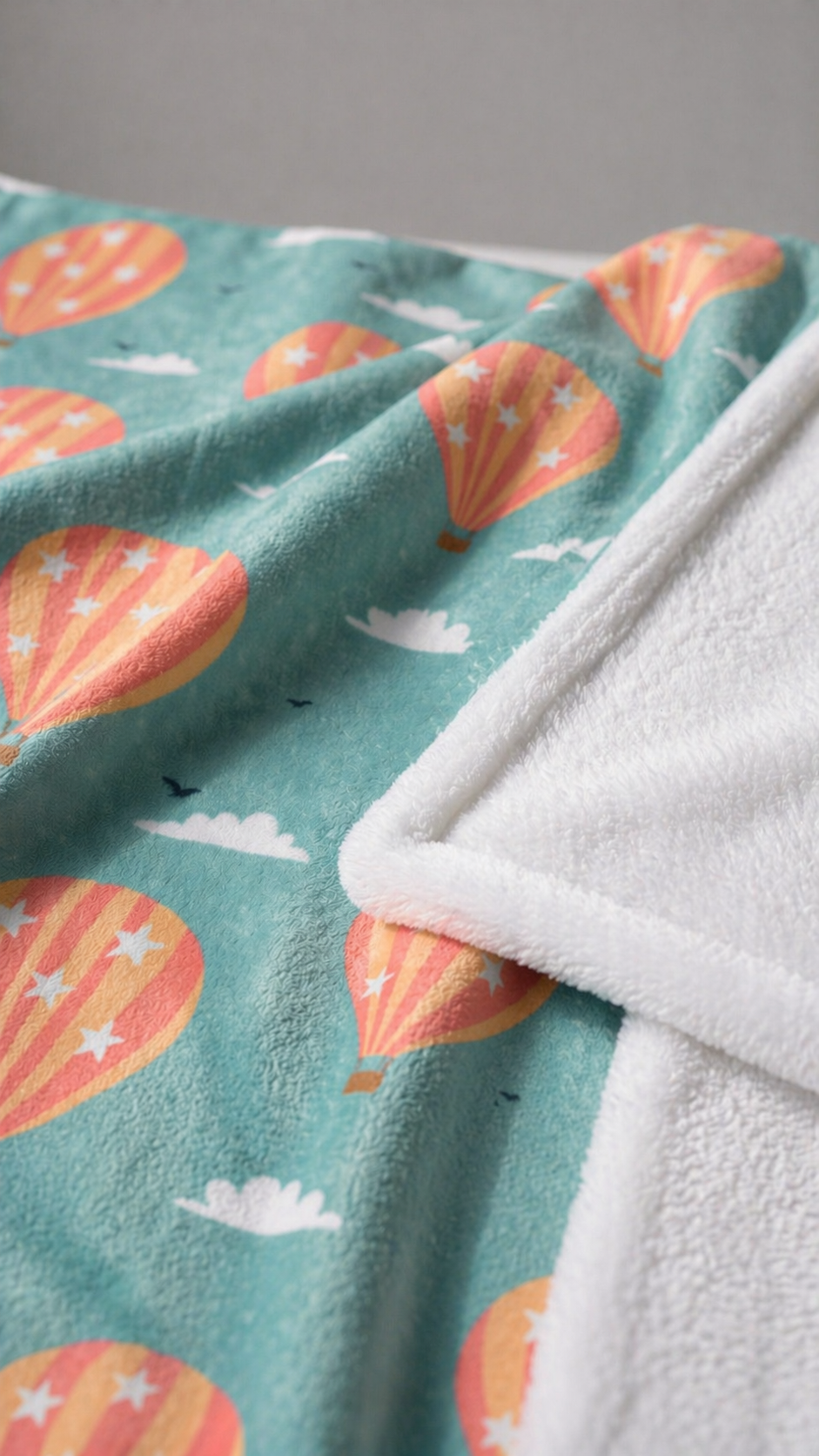 Blooming Skies Blanket – Teal Hot Air Balloon Throw