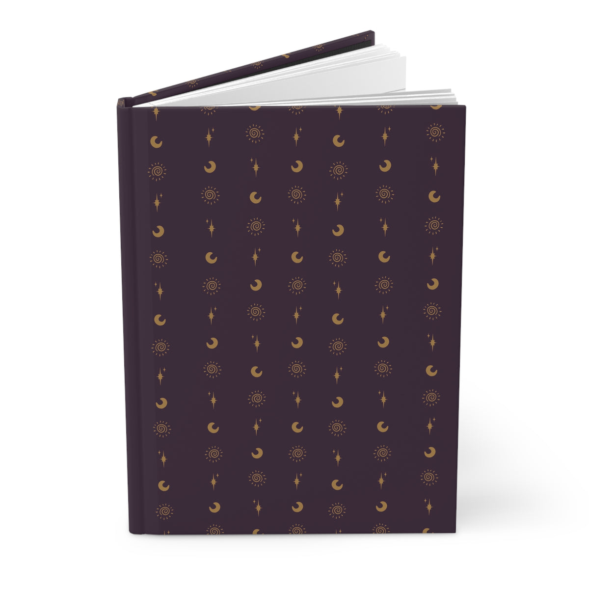 Plum & Gold Celestial Hardcover Journal | Sun Moon & Star Notebook