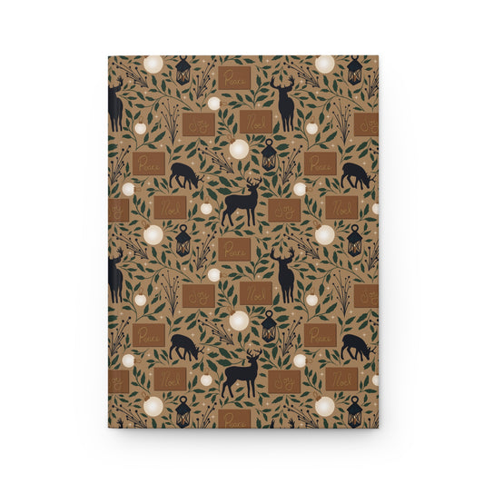 Tan Woodland Deer Hardcover Journal | Vintage Christmas Lined Notebook