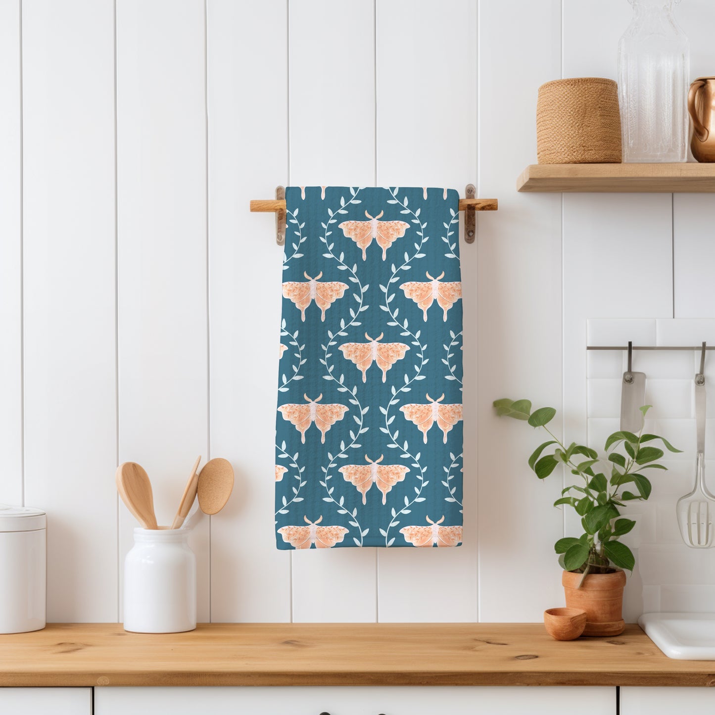 Whimsical Moth Seamless Pattern Blue – Dreamy 12x12” PNG, 300 DPI, Commercial Use