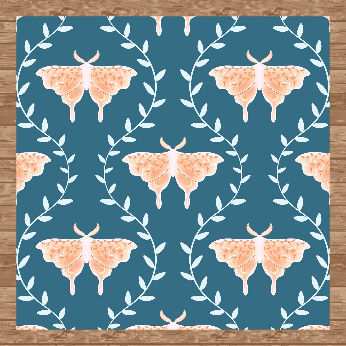 Whimsical Moth Seamless Pattern Blue – Dreamy 12x12” PNG, 300 DPI, Commercial Use