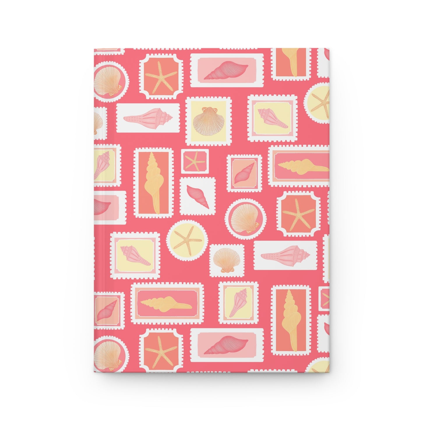 Vintage Coastal Seashell Journal | Beach Postage Stamp Notebook | Retro Ocean Aesthetic Diary | Pink Summer Shell Notebook | Cute Coastal Gift for Her