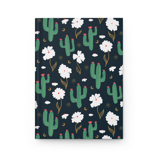 Midnight Cactus & Wildflower Hardcover Journal | Desert Floral Notebook
