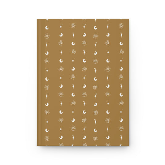 Golden Celestial Hardcover Journal | Sun, Moon & Star Lined Notebook