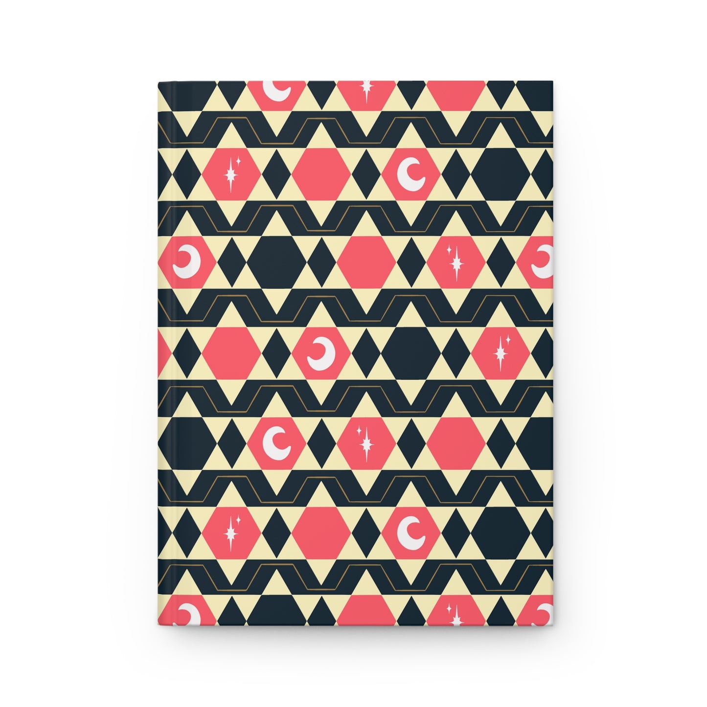 Retro Geometric Celestial Hardcover Journal | Moon & Star Lined Notebook